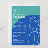 Faire-part de douche de mariage Cobalt & Sage (Devant)