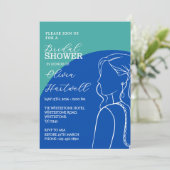 Faire-part de douche de mariage Cobalt & Sage (Debout devant)