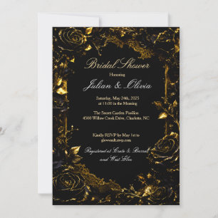 Faire-part de douche de mariage gothique noir et o