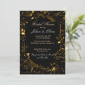 Faire-part de douche de mariage gothique noir et o (Debout devant)