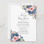 Faire-part de douche de mariage Navy et Blush Flor (Devant)