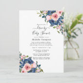 Faire-part de douche de mariage Navy et Blush Flor (Debout devant)