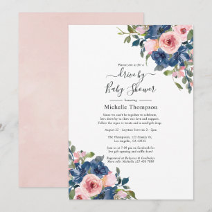 Faire-part de douche de mariage Navy et Blush Flor