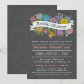 Faire-part de douche de mariée avec bannière flora (Devant / Derrière)