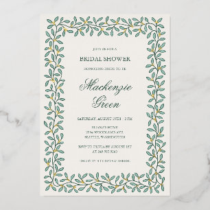 Faire-part de douche de mariée avec bordure botani