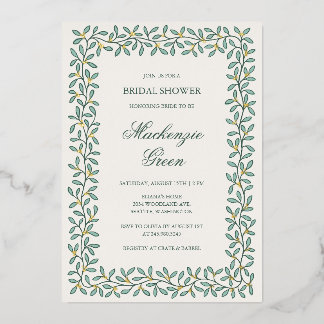 Faire-part de douche de mariée avec bordure botani