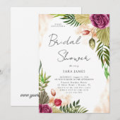Faire-part de douche de mariée Élégance Boho-Botan (Devant / Derrière)