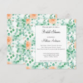 Faire-part de douche de mariée Eucalyptus vert pêc (Devant / Derrière)