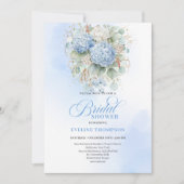 Faire-part de douche de mariée florale bleue bohèm (Devant)
