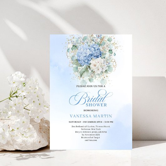 Faire-part de douche de mariée florale hydrangea b