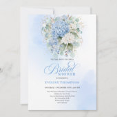 Faire-part de douche de mariée Hydrangea Bleu Élég (Devant)