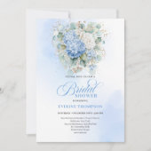 Faire-part de douche de mariée Hydrangea Bleu Élég (Devant)