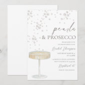 Faire-part de douche de mariée Perles et Prosecco (Devant / Derrière)