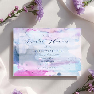 Faire-part de douche de mariée rose et marine de p