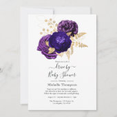 Faire-part de douche de passage floral violet, pou (Devant)