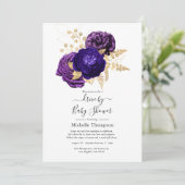Faire-part de douche de passage floral violet, pou (Debout devant)