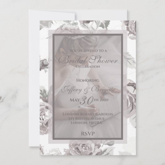 Faire-part de douche nuptiale rose rose (Devant)