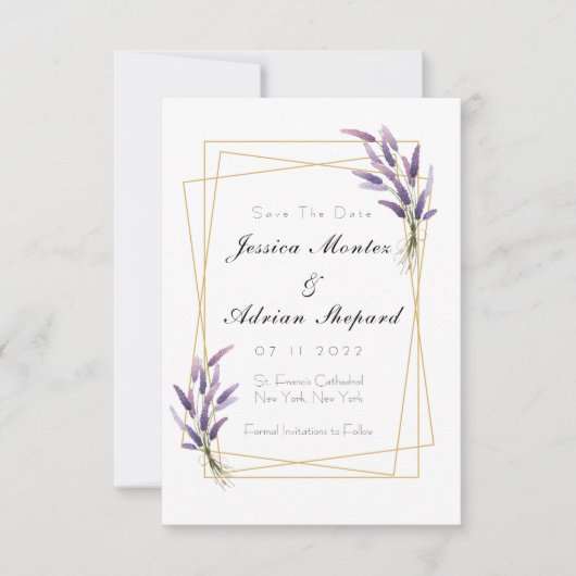 Faire part de faire-part de lilas et d'or (Devant)