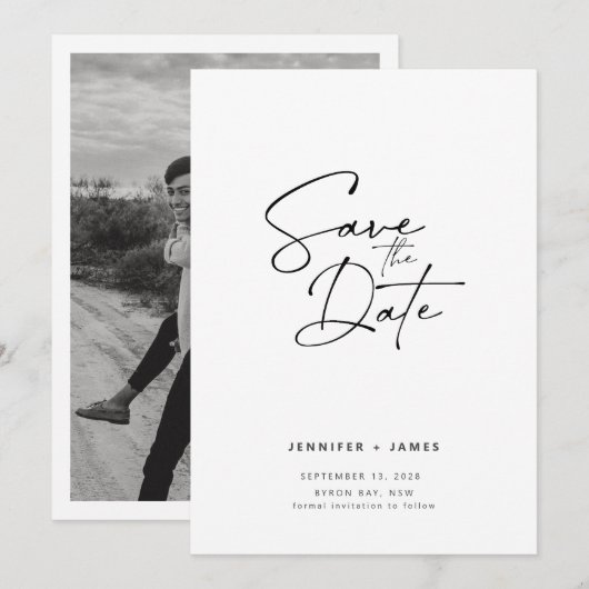 Faire-part de faire-part de mariage à l'écriture m (Devant / Derrière)