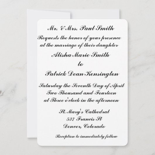 Faire-part de Faire-part de mariage Turquoise pour (Dos)