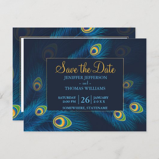 Faire-part de faire-part Paon mignon (Devant / Derrière)