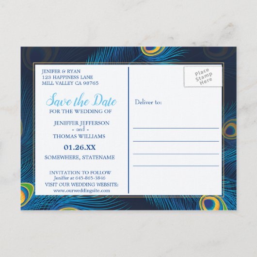 Faire-part de faire-part Paon mignon (Dos)