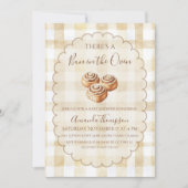Faire-Part de Fête de Bébé Gingham Beige 'Bun in t (Devant)