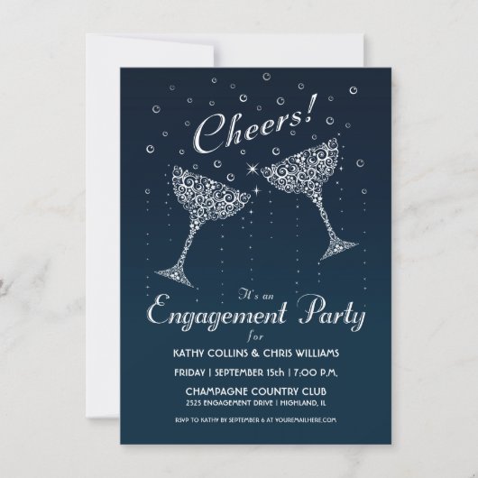 Faire-part de fête de fiançailles au Champagne (Devant)