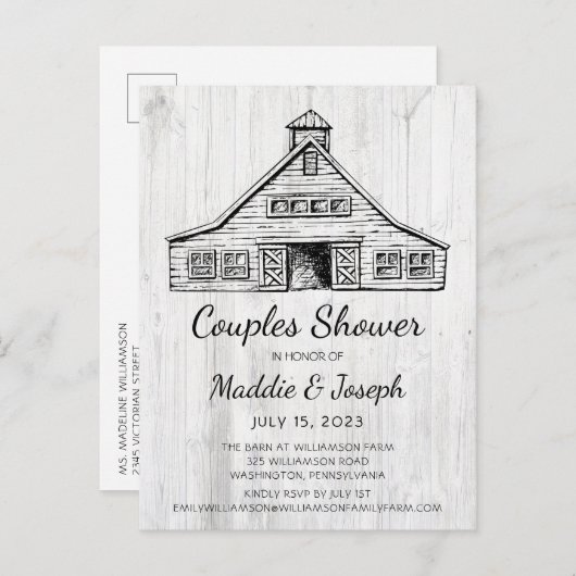 Faire-Part de Fête de Fiançailles de Couple avec P (Devant / Derrière)