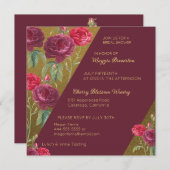 Faire-part de Fête de Mariage Floral et Or (Devant / Derrière)