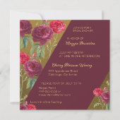 Faire-part de Fête de Mariage Floral et Or (Devant)