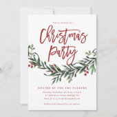 Faire-part de fête de Noël avec feuillage à écritu (Devant)