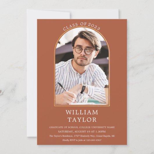 Faire-part de fête de remise de diplôme avec arche (Devant)