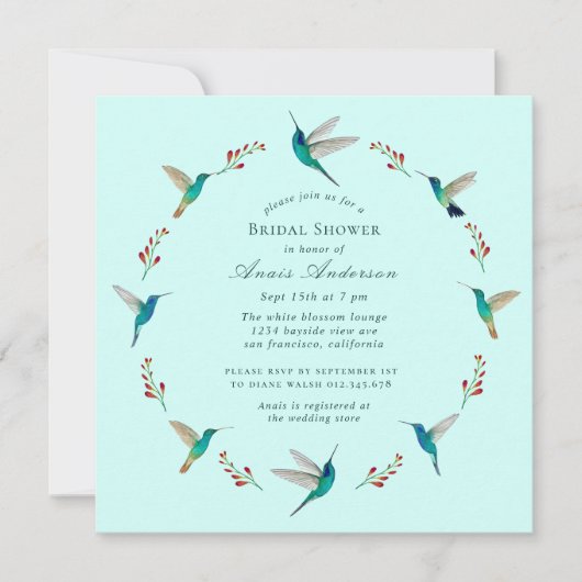 Faire-part de Fête des mariées de colibri (Devant)