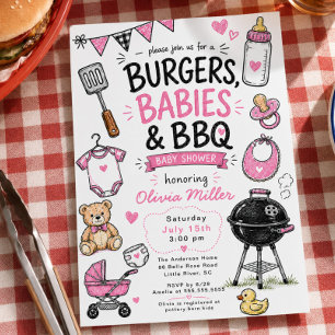 Faire-part de Fête Prénatale Burgers Bébés BBQ