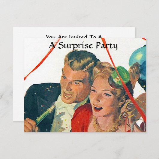 Faire-part de fête surprise rétro pour célébrer le (Devant / Derrière)