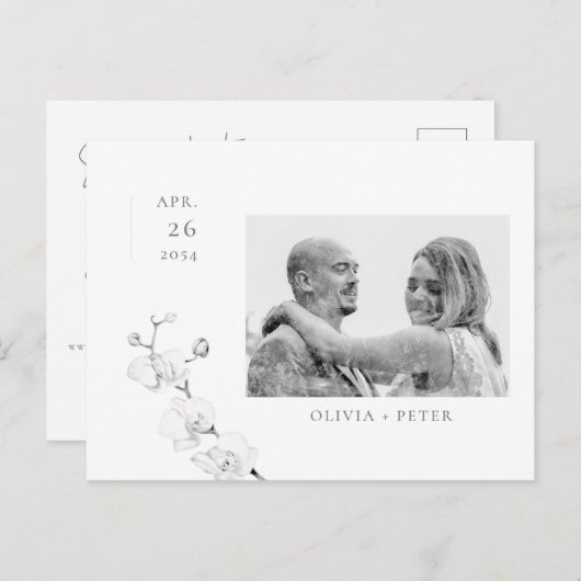 Faire-part de fiançailles aux orchidées modernes (Devant / Derrière)