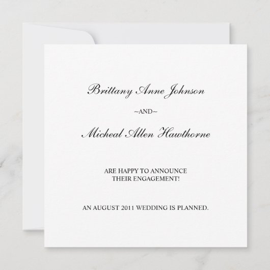 Faire-part de fiançailles avec accent de cacao (Dos)