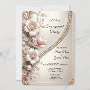 Faire-part de fiançailles avec embellissements flo