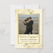 Faire-part de fiançailles avec photo en or élégant (Devant)