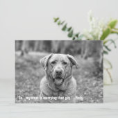 Faire-part de fiançailles avec un animal de compag (Debout devant)