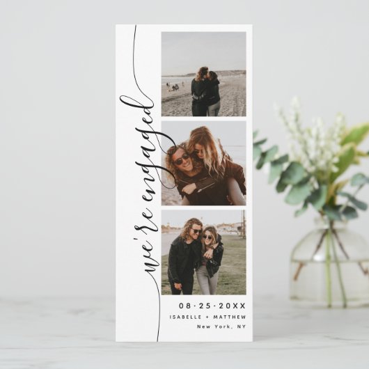 Faire-part de fiançailles avec une bande de photos (Debout devant)