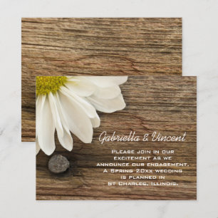 Faire-part de Fiançailles blanc de marguerite et d