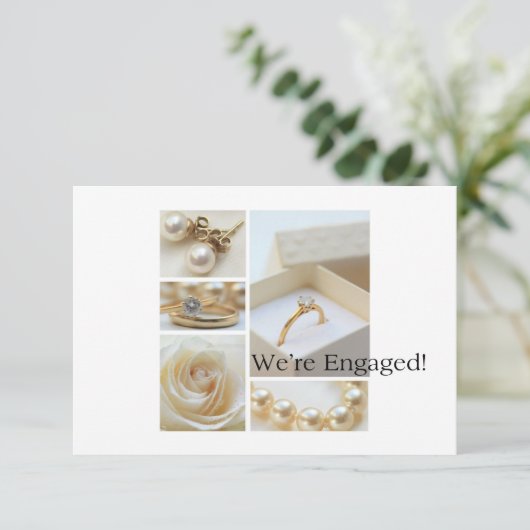 Faire-part de fiançailles collage blanc (Debout devant)