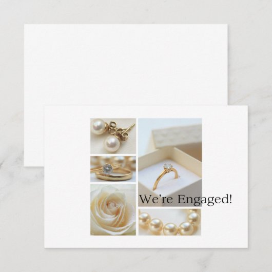 Faire-part de fiançailles collage blanc (Devant / Derrière)
