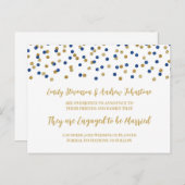 Faire-part de fiançailles Confetti Or Bleu (Devant / Derrière)