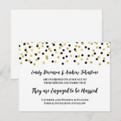 Faire-part de fiançailles confettis or et noir (Devant / Derrière)