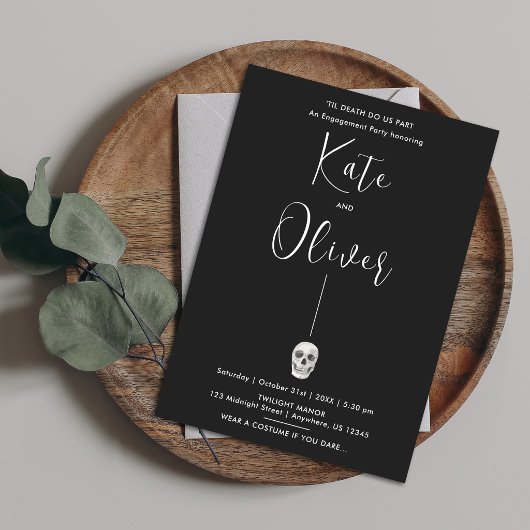 Faire-part de fiançailles crâne gothique