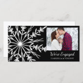Faire-part de Fiançailles de flocon de neige noir (Devant / Derrière)