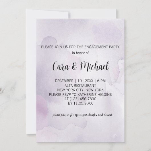 Faire-part de fiançailles de mariage aquarelle Mor (Dos)